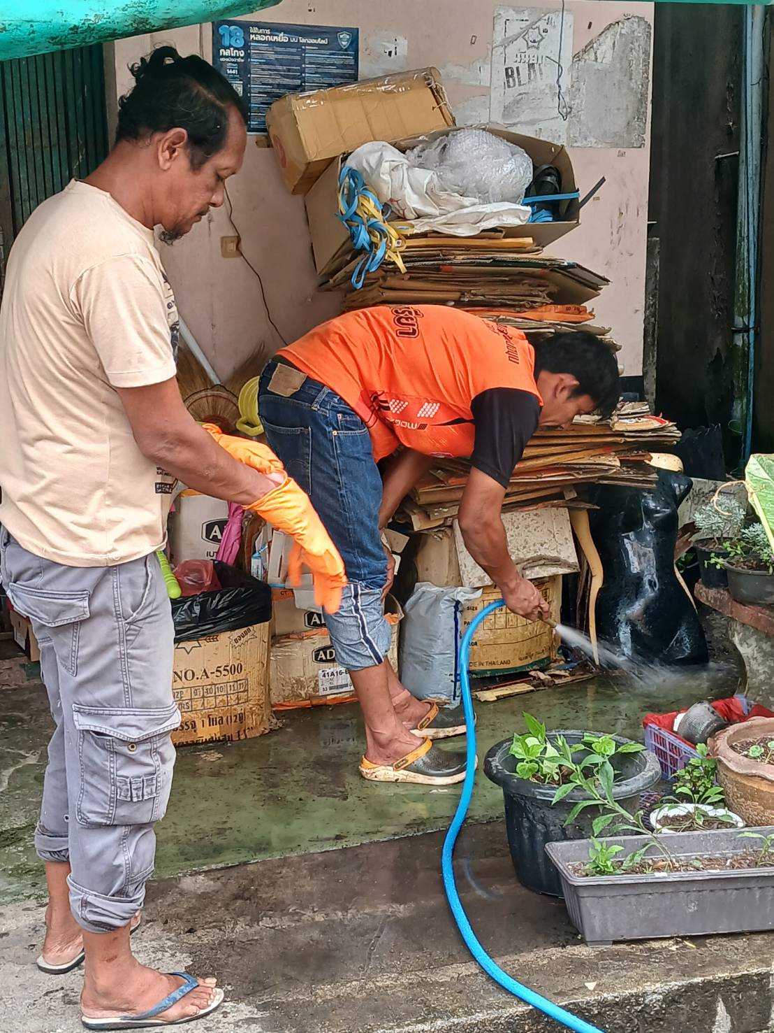 5 กันยายน 2567 กองสาธารณสุขฯ และงานป้องกันสาธารณภัยช่วยล้างคูระบายน้ำหลังบ้านอาจารย์เสริม